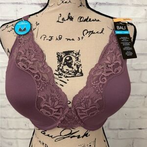 Bali Bra Size 36DD One Smooth U Comfort‎ Stretch Lace Underwire Bra Purple New